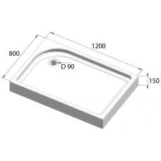 Акриловый поддон 120x80 см BelBagno TRAY-BB-AH-120/80-15-W-L