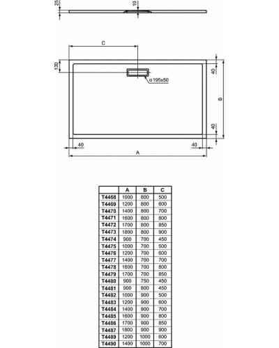 Акриловый поддон для душа Ideal Standard Ultraflat New 100х80 T446801 Белый