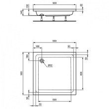 Акриловый поддон для душа Ideal Standard Hotline 90х90 K276501 Евробелый