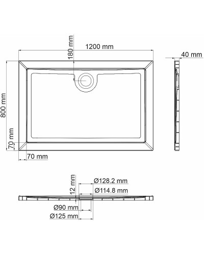 Душевой поддон из стеклопластика WasserKRAFT Salm 120x80 27T06 Белый глянец