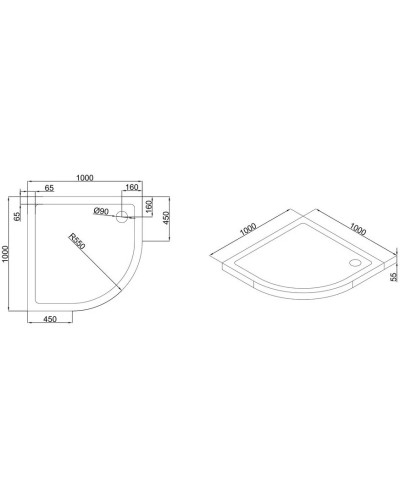 Акриловый поддон 100x100 см Black & White Stellar Wind 10QC000