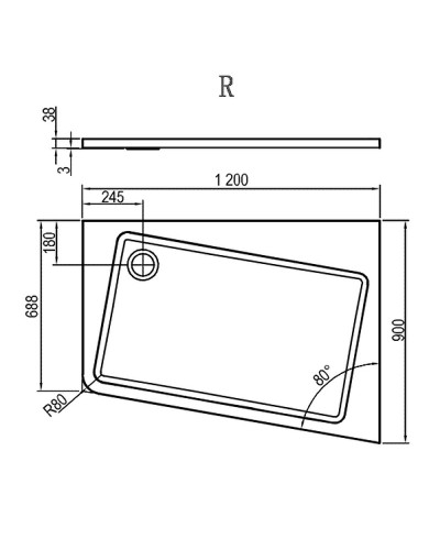 Душевой поддон из искусственного камня Ravak 10° Asymetric Pro 120x90 XA25G70101P Белый