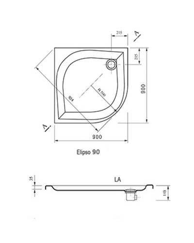 Акриловый поддон для душа Ravak Galaxy Elipso LA 90х90 A227701210 Белый