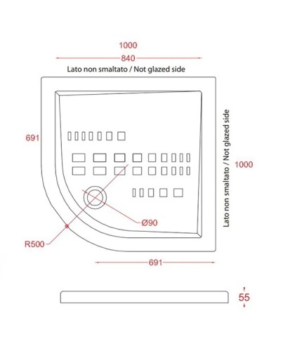 Керамический поддон 100х100 см Artceram Piatto Doccia Angolare PDA007 01 00 bi