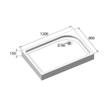 Акриловый поддон для душа BelBagno Tray 120x80 R TRAY-BB-AH-120/80-15-W-R Белый