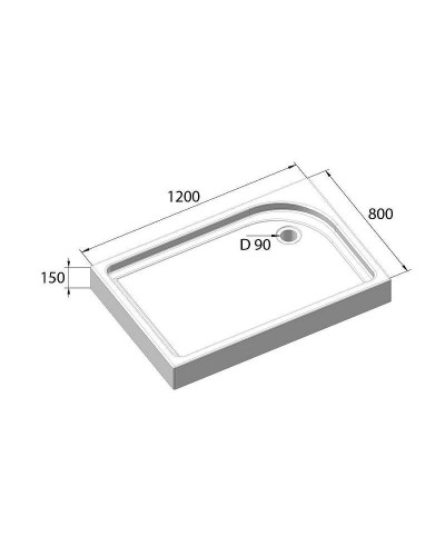 Акриловый поддон для душа BelBagno Tray 120x80 R TRAY-BB-AH-120/80-15-W-R Белый