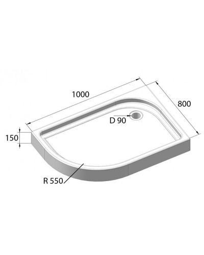 Акриловый поддон для душа BelBagno Tray 100x80 L TRAY-BB-RH-100/80-550-15-W-L Белый