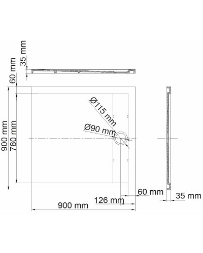 Душевой поддон из искусственного камня WasserKRAFT Abens 90x90 20T03 Черный матовый
