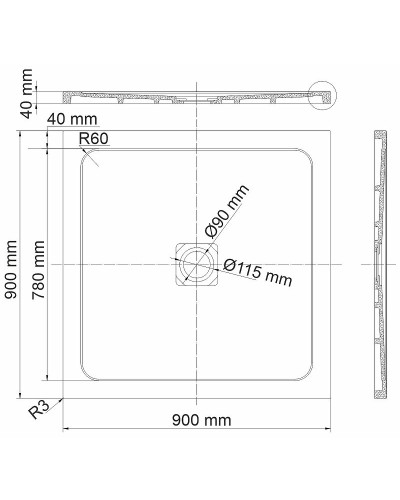 Душевой поддон из искусственного камня WasserKRAFT Dinkel 90х90 58T03 Белый глянец