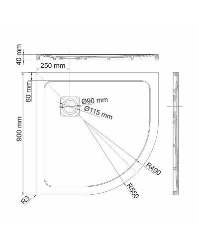 Душевой поддон из искусственного камня WasserKRAFT Rhin 90x90 44T01 Белый матовый