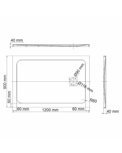 Душевой поддон из искусственного камня WasserKRAFT Neime 120х90 19T07 Черный матовый