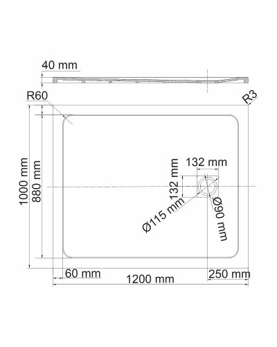 Душевой поддон из искусственного камня WasserKRAFT Neime 120х100 19T10 Черный матовый