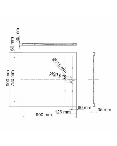 Душевой поддон из искусственного камня WasserKRAFT Wiese 90x90 84T03 Серый матовый