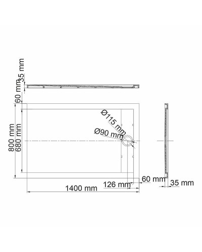 Душевой поддон из искусственного камня WasserKRAFT Wiese 140x80 84T35 Серый матовый
