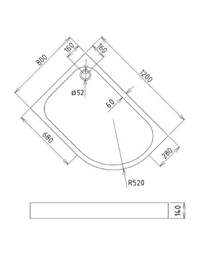 Акриловый поддон для душа Gemy 120х80 ST18 L Белый