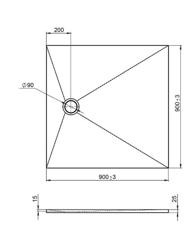 Душевой поддон из материала Flight Jacob Delafon Tolbiac 90x90 E6D327RU-NGM Черный матовый