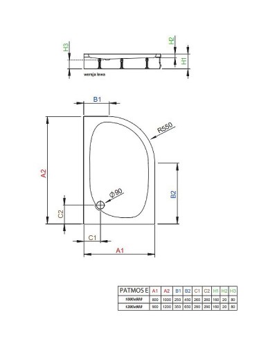 Акриловый поддон для душа Radaway Patmos E 100x80 L 4P81155-03L Белый
