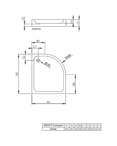 Акриловый поддон для душа Radaway Siros E Compact 90x80 L SBE8917-1L Белый