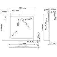 Поддон из литого мрамора 90x90 см WasserKRAFT Berkel 48T03
