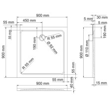 Поддон из литого мрамора 90x90 см WasserKRAFT Berkel 48T03