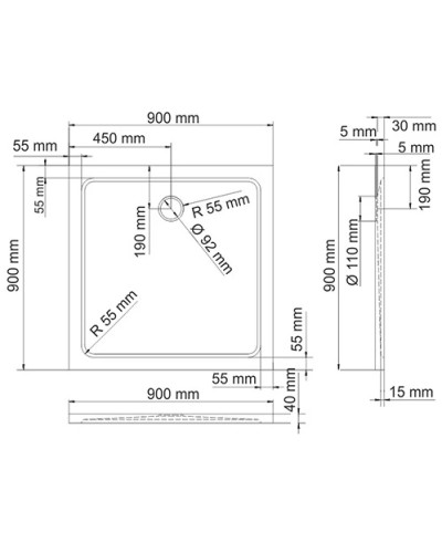 Поддон из литого мрамора 90x90 см WasserKRAFT Berkel 48T03
