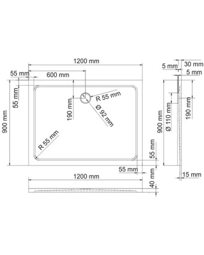 Поддон из литого мрамора 120x90 см WasserKRAFT Berkel 48T07