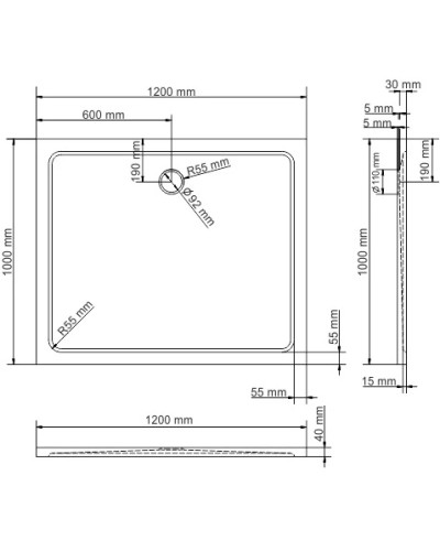 Поддон из литого мрамора 120x100 см WasserKRAFT Berkel 48T10