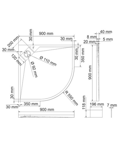 Поддон из литого мрамора  90x90 см WasserKRAFT Alme 15T01