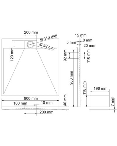 Поддон из литого мрамора  90x90 см WasserKRAFT Alme 15T03