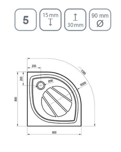 Душевой поддон из искусственного камня Ravak Elipso Pro 80х80 XA234401010BM Черный матовый