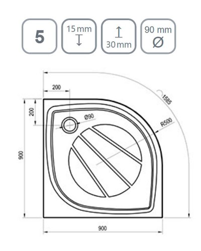 Душевой поддон из искусственного камня Ravak Elipso Pro 90х90 XA237701010BM Черный матовый