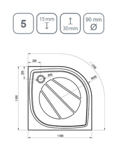 Душевой поддон из искусственного камня Ravak Elipso Pro 100х100 XA23AA01010BM Черный матовый