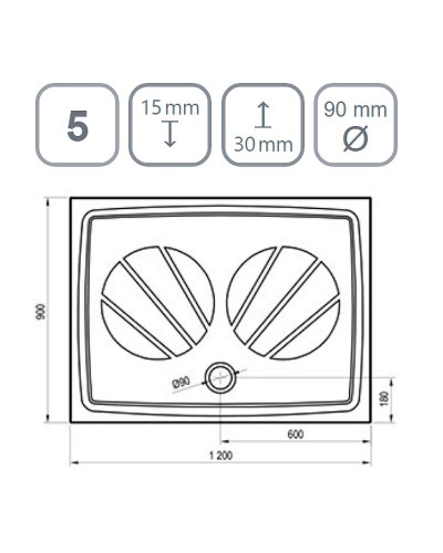 Душевой поддон из искусственного камня Ravak Gigant Pro 120x90 XA03G701010BM Черный матовый