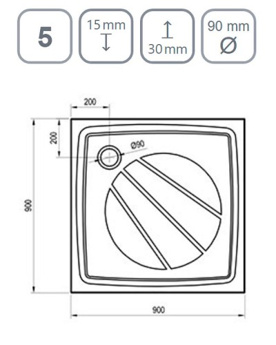 Душевой поддон из искусственного камня Ravak Perseus Pro 90х90 XA037701010BM Черный матовый