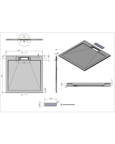 Душевой поддон из искусственного камня Vincea 90х90 VST-4SRL9090A Антрацит