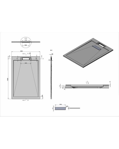 Душевой поддон из искусственного камня Vincea 120x80 VST-4SRL8012A Антрацит