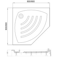Акриловый поддон 90x90 см Veconi Tezeo TZ03-90T-01-19С1