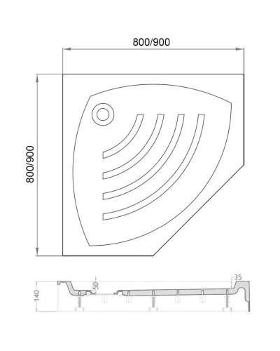 Акриловый поддон 90x90 см Veconi Tezeo TZ03-90T-01-19С1
