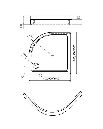 Акриловый поддон для душа Aquatek 100x100 DPA-0000002 Белый