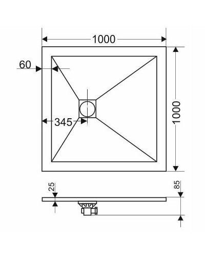 Душевой поддон из искусственного камня Grossman Strong 100x100 GR-S2100100Q Графит