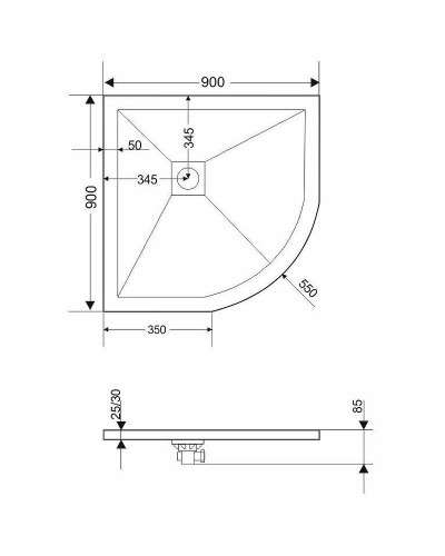 Душевой поддон из искусственного камня Grossman Strong 90x90 GR-S19090 Белый