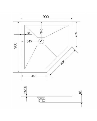 Душевой поддон из искусственного камня Grossman Strong 90x90 GR-S29090D Графит