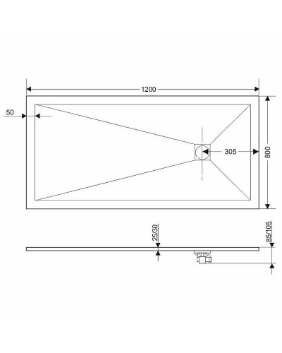 Душевой поддон из искусственного камня Grossman Strong 80x120 GR-S280120Q Графит