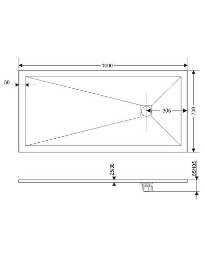 Душевой поддон из искусственного камня Grossman Strong 70x100 GR-S270100Q Графит
