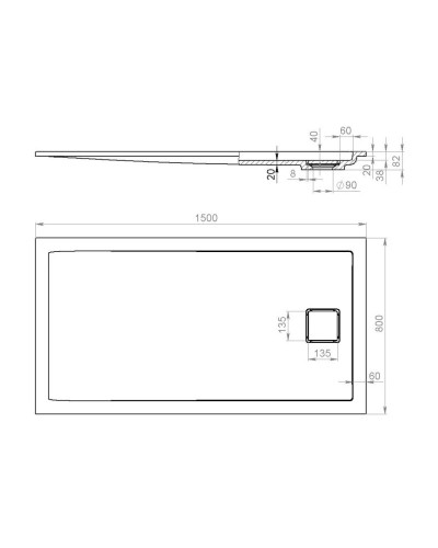 Душевой поддон из литьевого мрамора 150x80 см Salini S-Sense Capri 120211G