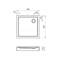 Акриловый поддон 80x80 см Santek Палермо 1.WH30.2.475