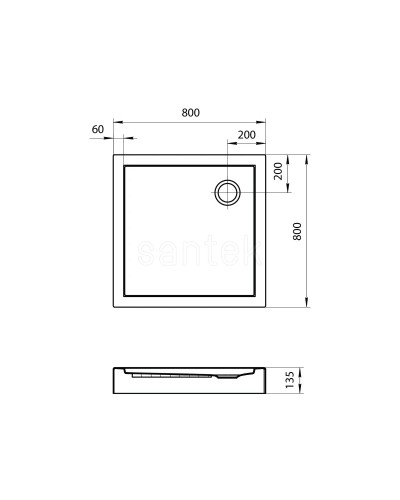 Акриловый поддон 80x80 см Santek Палермо 1.WH30.2.475