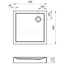 Акриловый поддон 90x90 см Santek Палермо 1.WH30.2.476