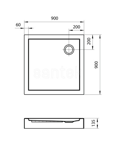 Акриловый поддон 90x90 см Santek Палермо 1.WH30.2.476