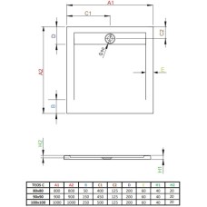 Поддон из литого мрамора 80x80 см Radaway Teos C Anthracite HTC8080-64